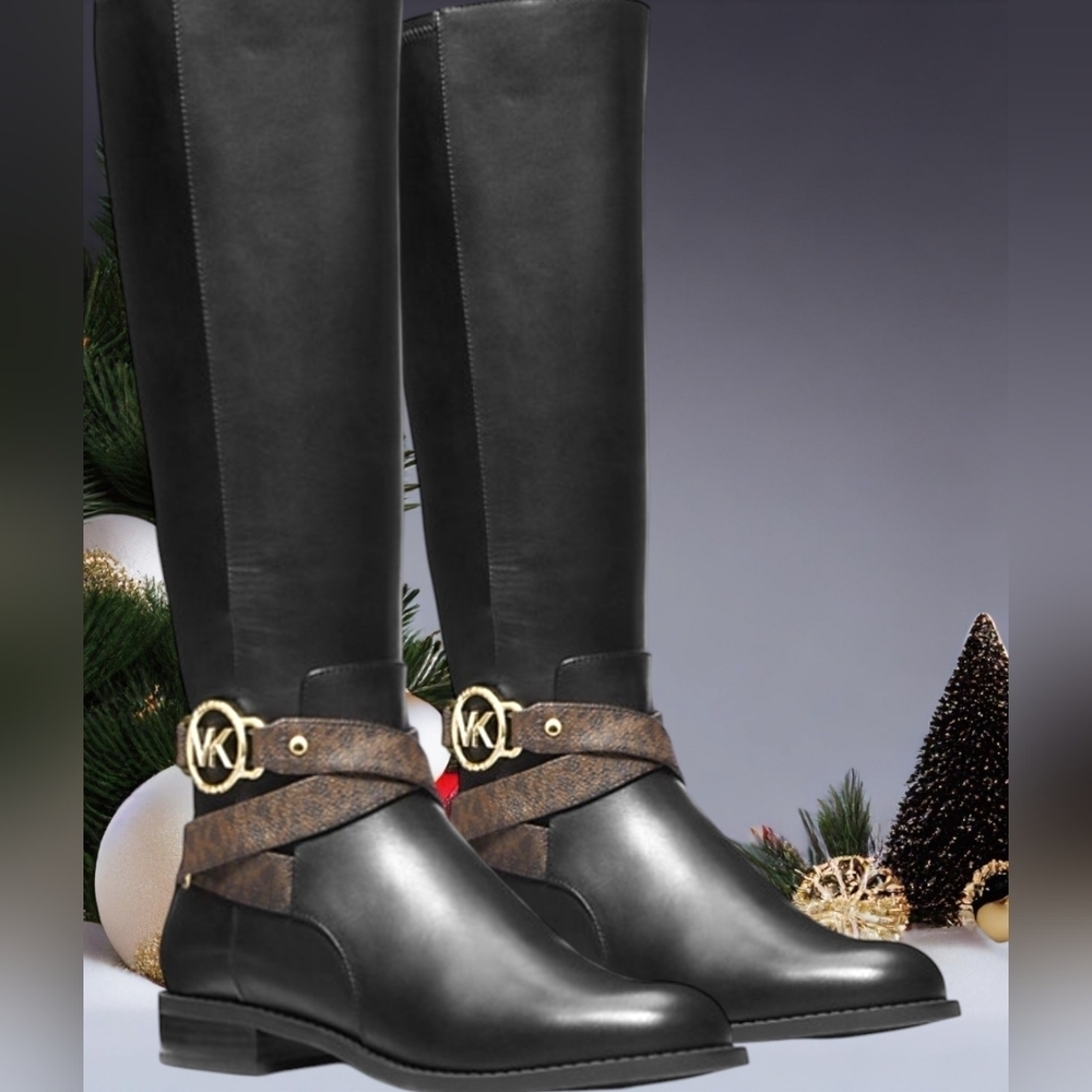MICHAEL Michael Kors NIB Rory Leather and Logo Boot - Picture 1 of 7